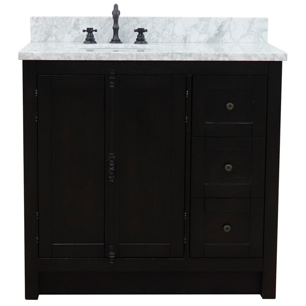 Bellaterra 37" Single Vanity Brown Ash Finish - Left Door/Left Sink 400100-37L-BA