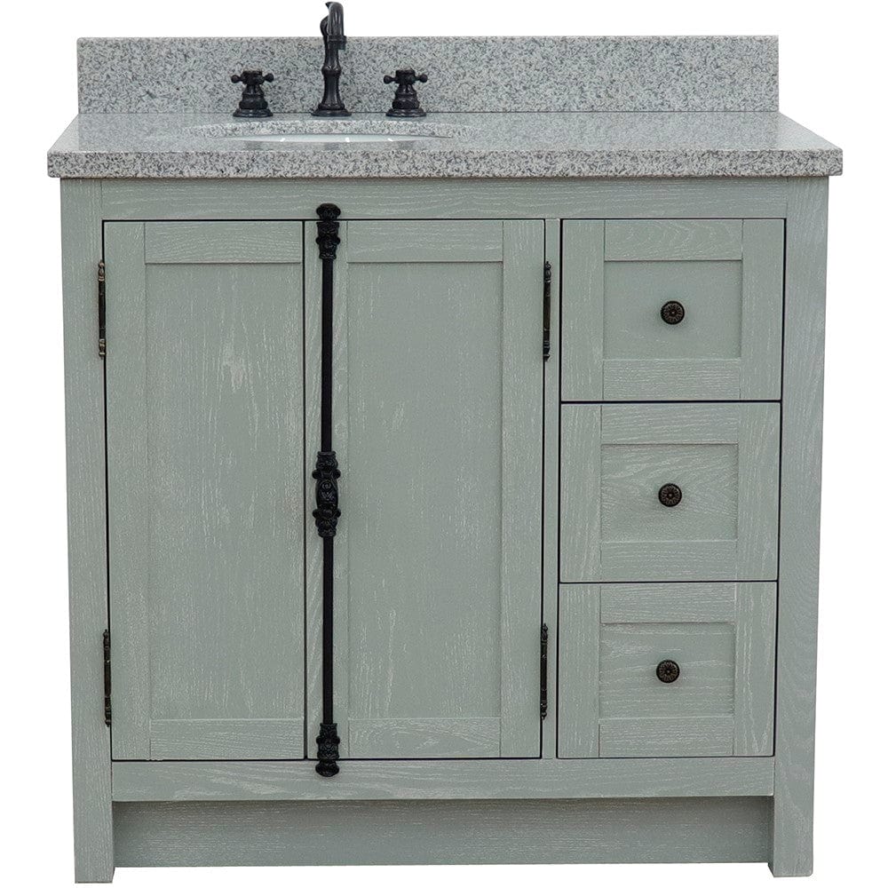 Bellaterra 37" Single vanity in Gray Ash Finish - Left doors/Left Sink 400100-37L-GYA