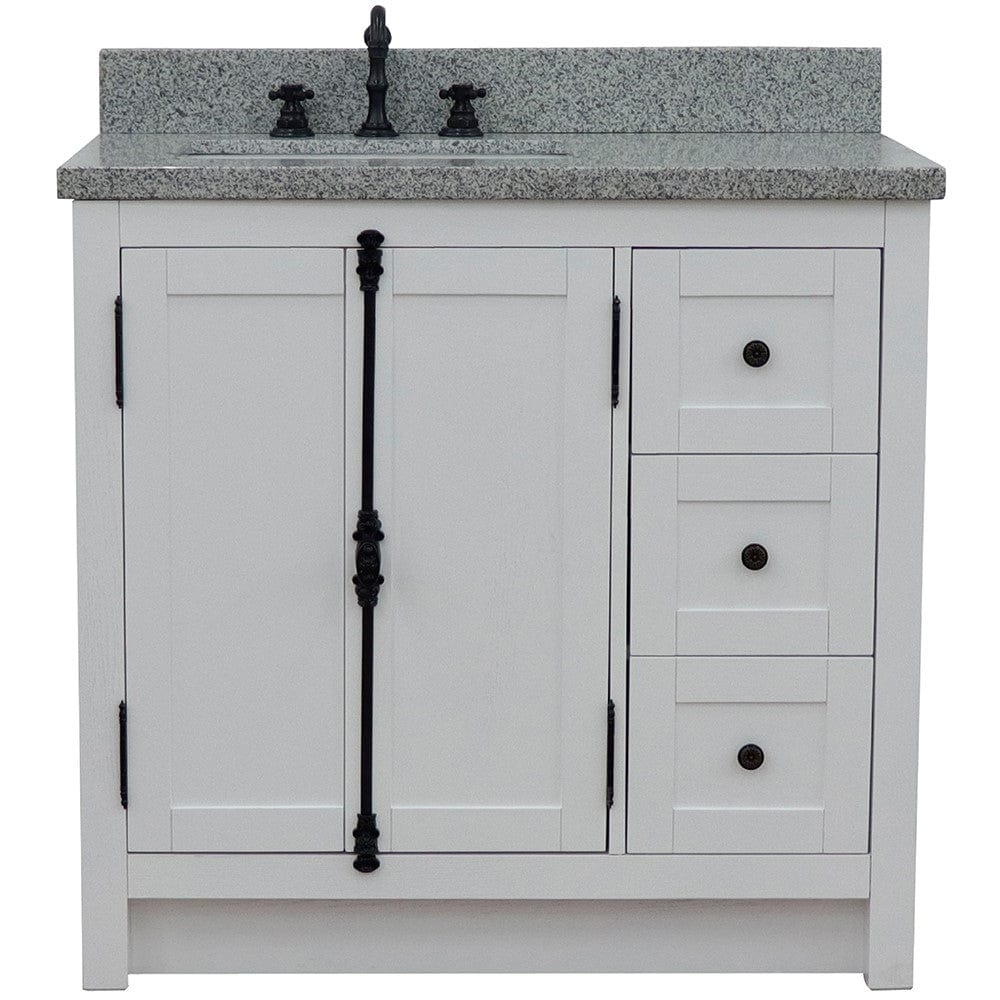 Bellaterra 37" Single vanity in Glacier Ash Finish  - Left doors/Left Sink 400100-37L-GA