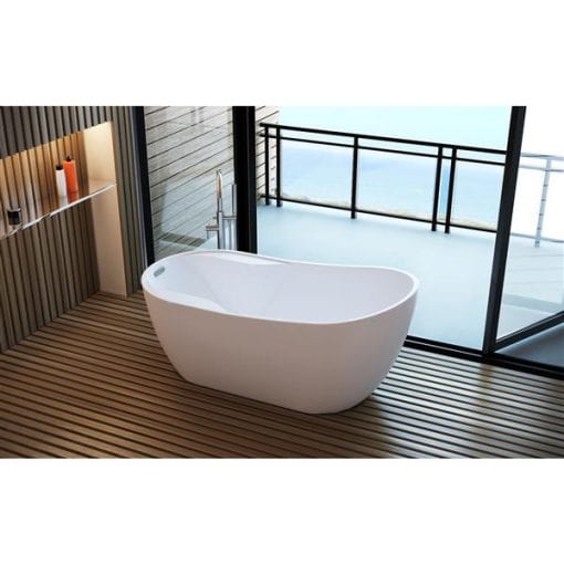 A&E Bath & Shower Miami Freestanding Bathtub – 59-in – White