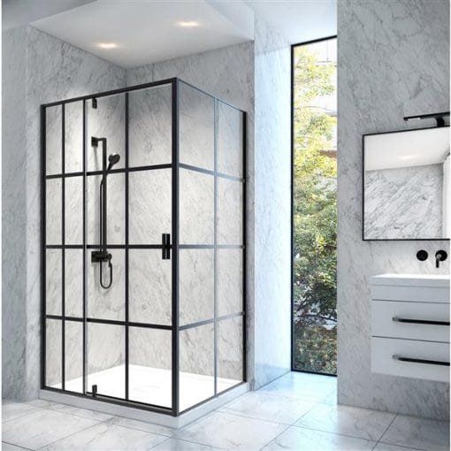 A&E Bath & Shower Taylor Bath Screen Shower Enclosure – 48-in – Black Matte