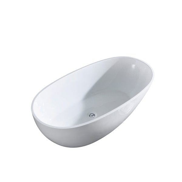 A&E Bath & Shower Layla White/Black Oval Acrylic Center Drain Bathtub