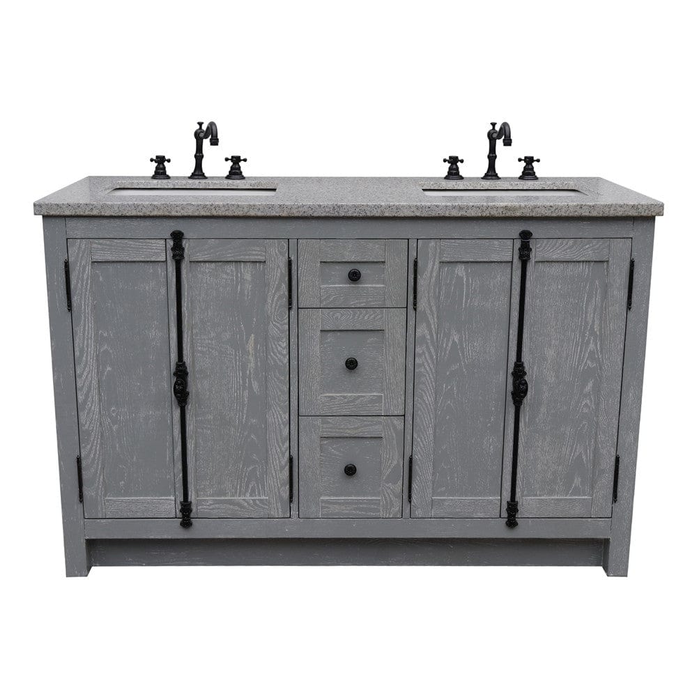 Bellaterra 55" Double Vanity in Gray Ash Finish Rectangle Sink