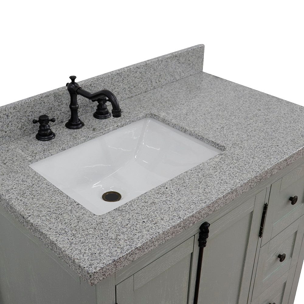 Bellaterra 37" Single vanity in Gray Ash Finish - Left doors/Left Sink 400100-37L-GYA