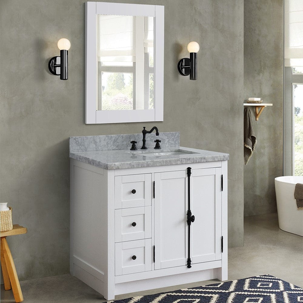 Bellaterra 37" Single vanity in Glacier Ash Finish - Right doors/Right Sink 400100-37R-GA