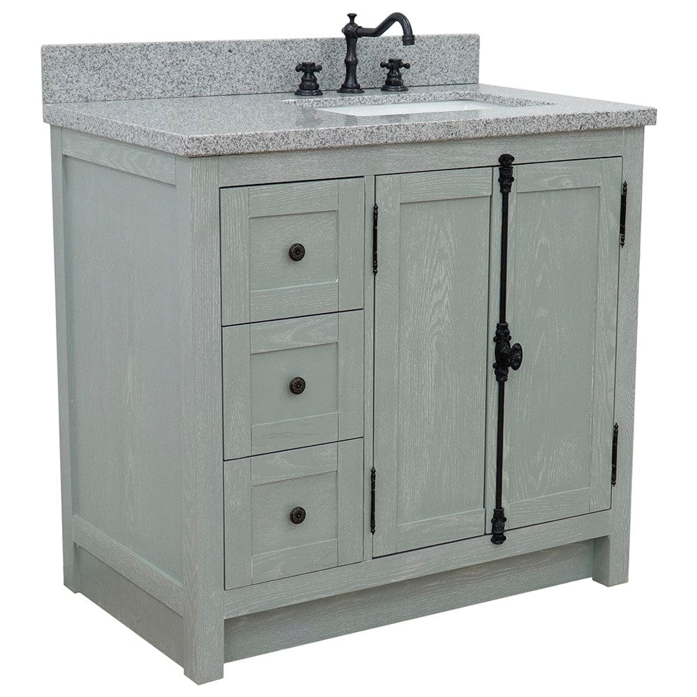 Bellaterra 37" Single vanity in Gray Ash Finish - Right doors/Right Sink 400100-37R-GYA