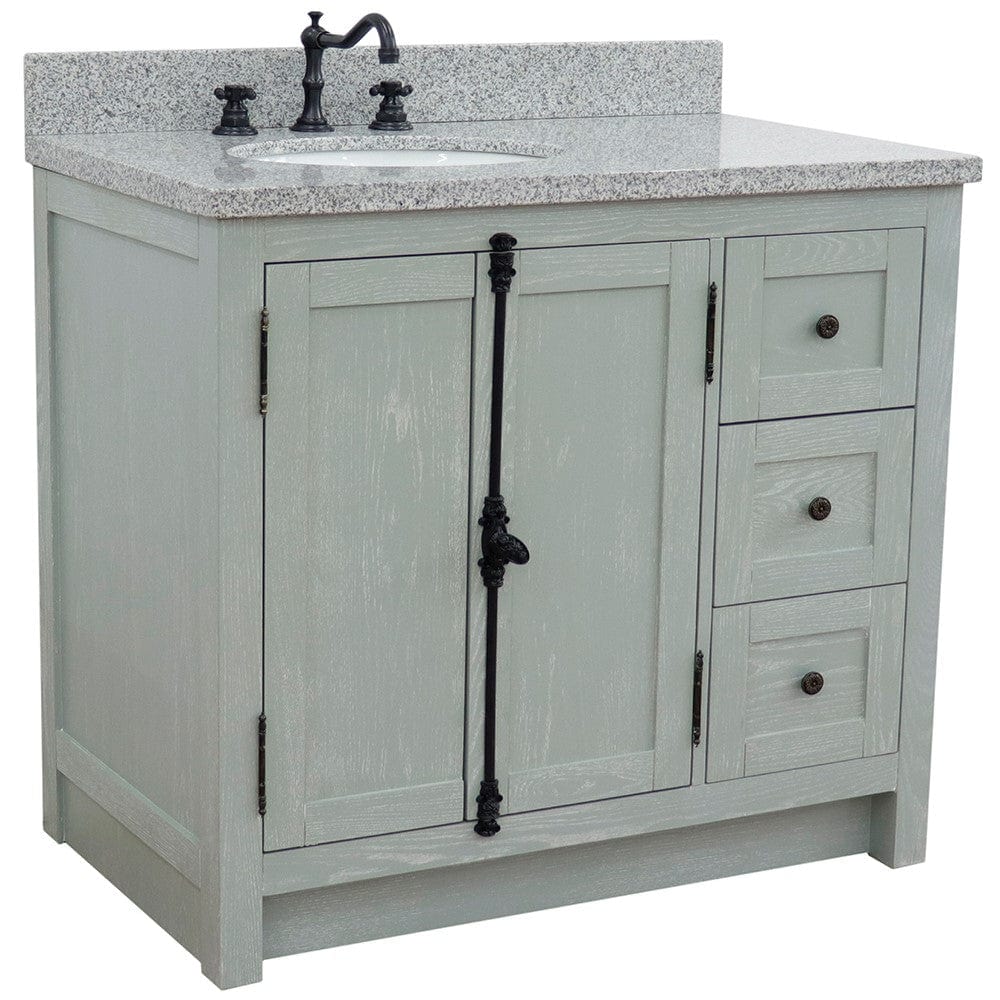 Bellaterra 37" Single vanity in Gray Ash Finish - Left doors/Left Sink 400100-37L-GYA