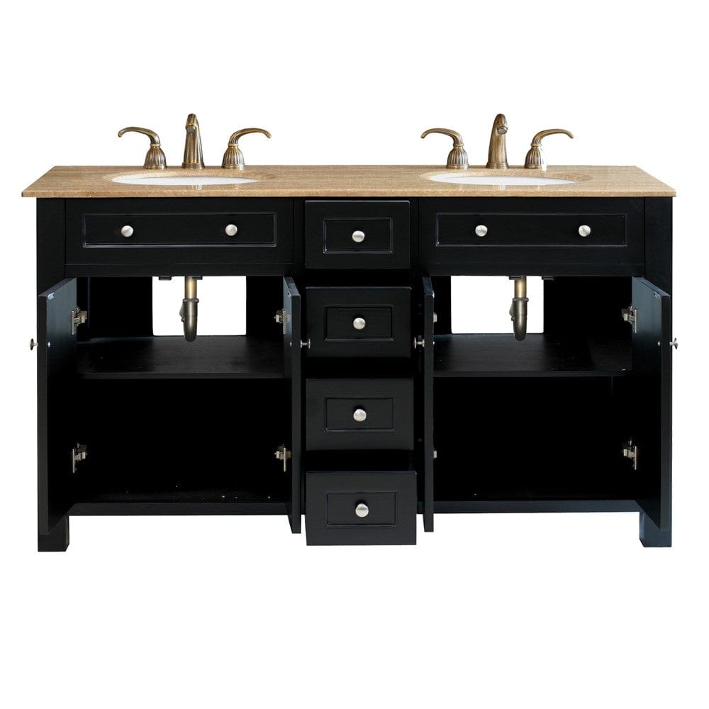 Bellaterra 62 in Double sink vanity wood-black 603210