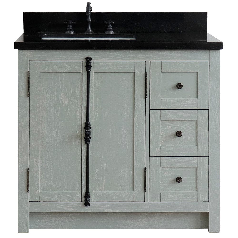 Bellaterra 37" Single vanity in Gray Ash Finish - Left doors/Left Sink 400100-37L-GYA