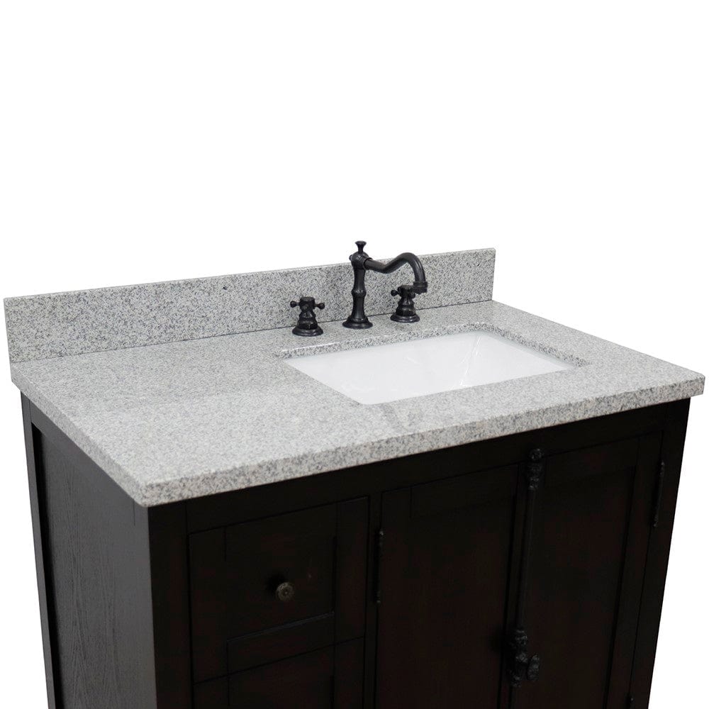 Bellaterra 37" Single Vanity in Brown Ash Finish Right doors/Right Sink 400100-37R-BA