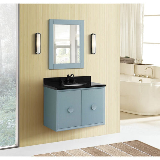 Bellaterra 31" Single Wall Mount Vanity in Aqua Blue Finish