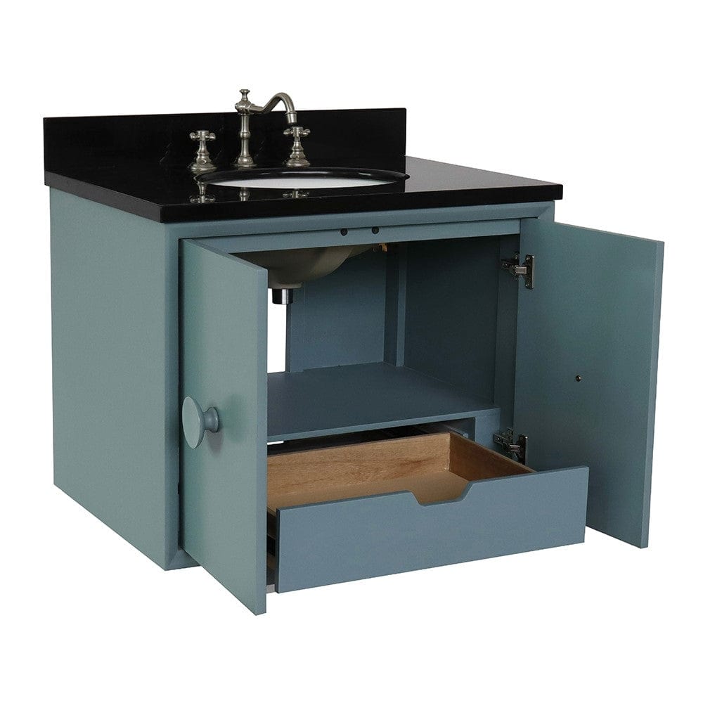 Bellaterra 31" Single Wall Mount Vanity in Aqua Blue Finish