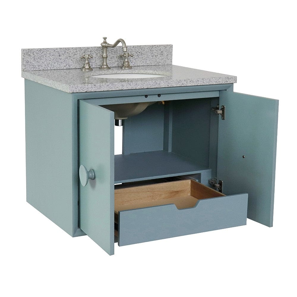 Bellaterra 31" Single Wall Mount Vanity in Aqua Blue Finish