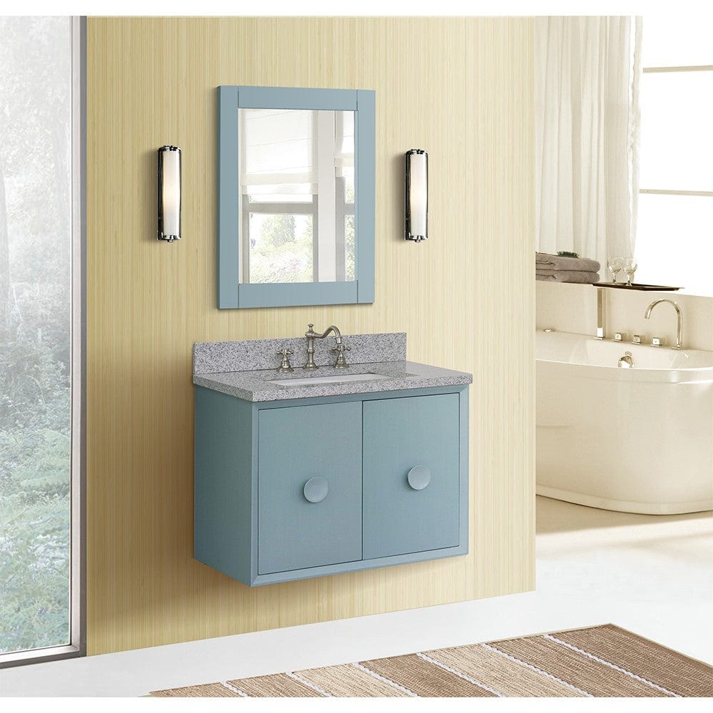 Bellaterra 31" Single Wall Mount Vanity in Aqua Blue Finish