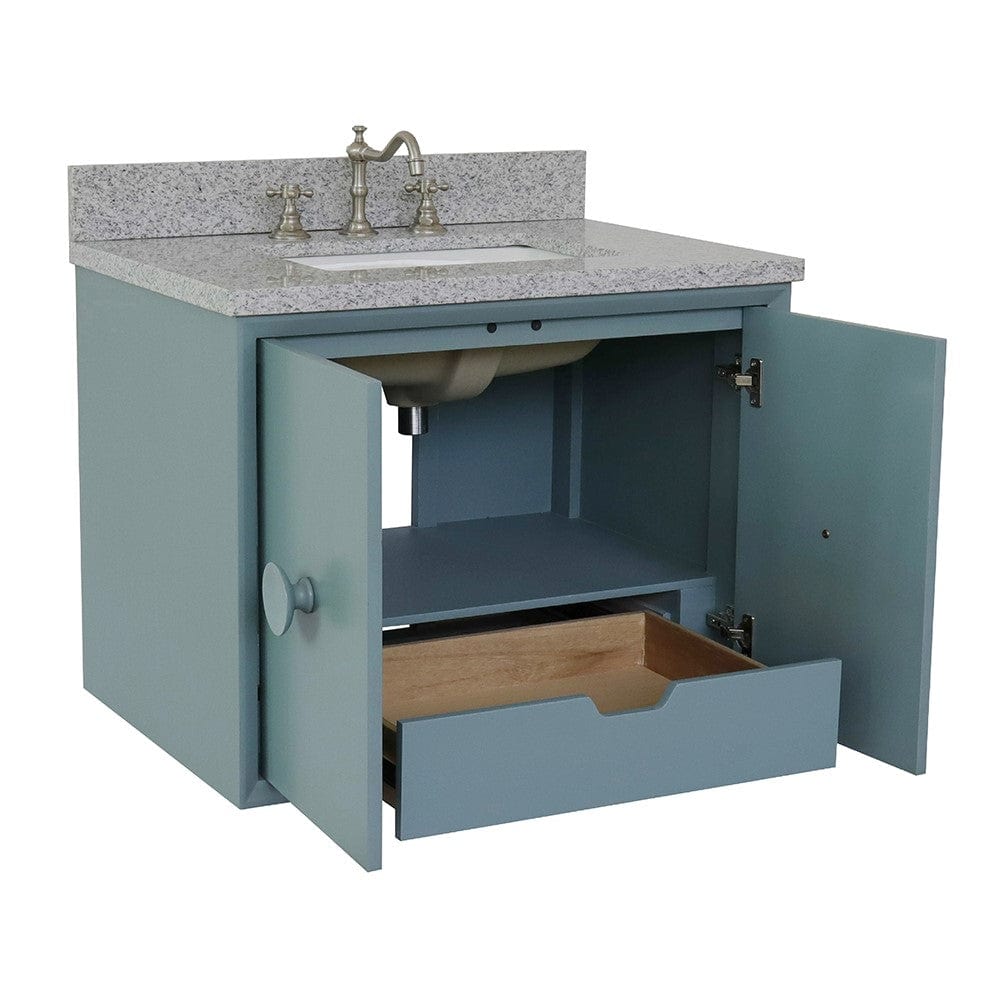 Bellaterra 31" Single Wall Mount Vanity in Aqua Blue Finish