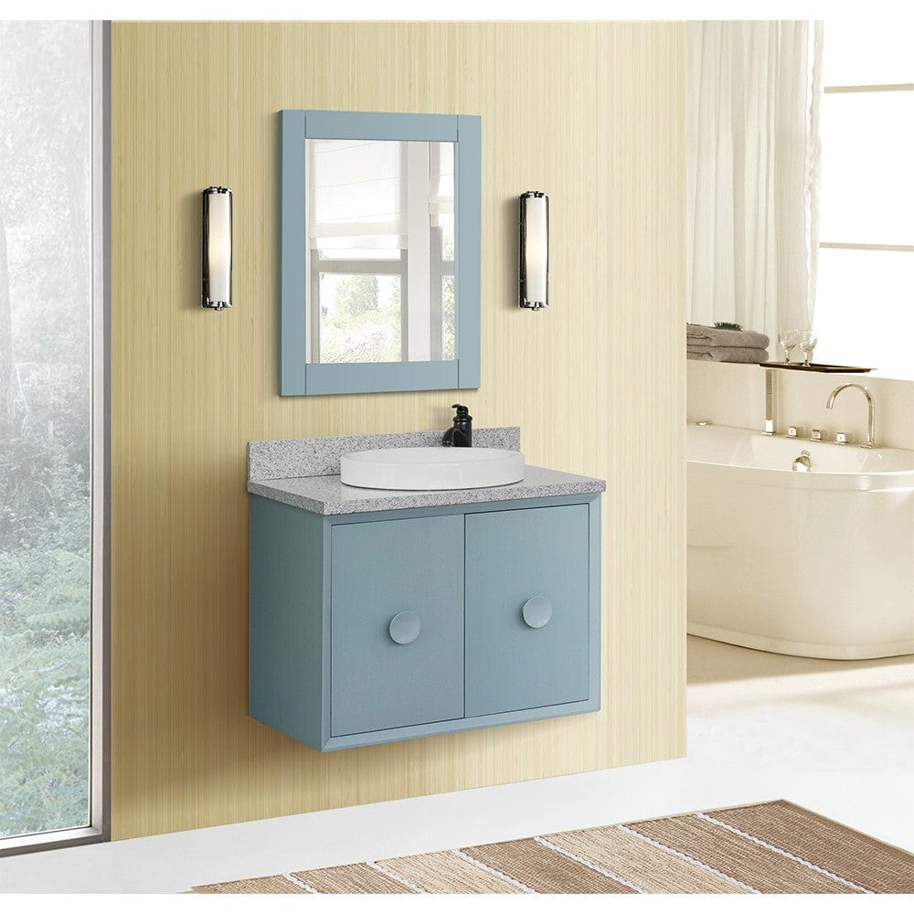 Bellaterra 31" Single Wall Mount Vanity in Aqua Blue Finish