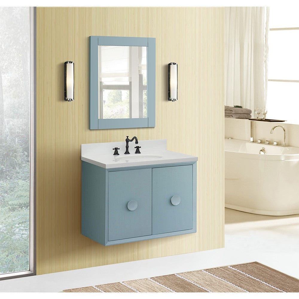 Bellaterra 31" Single Wall Mount Vanity in Aqua Blue Finish