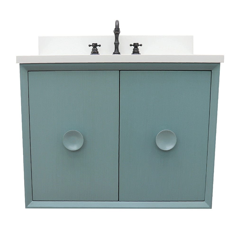 Bellaterra 31" Single Wall Mount Vanity in Aqua Blue Finish