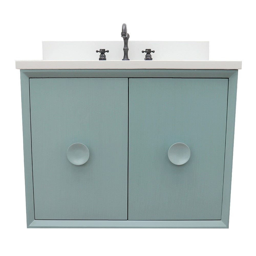 Bellaterra 31" Single Wall Mount Vanity in Aqua Blue Finish