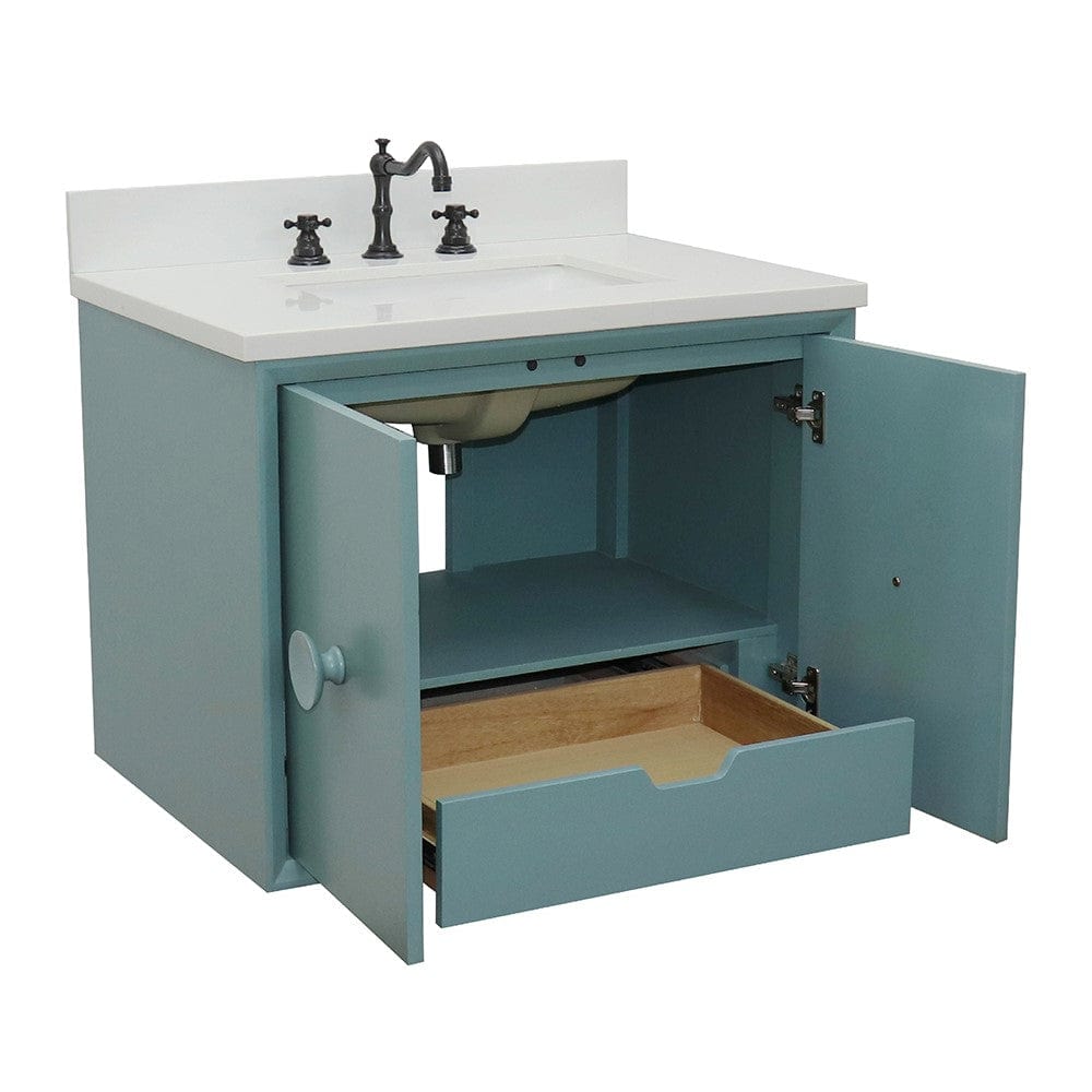 Bellaterra 31" Single Wall Mount Vanity in Aqua Blue Finish