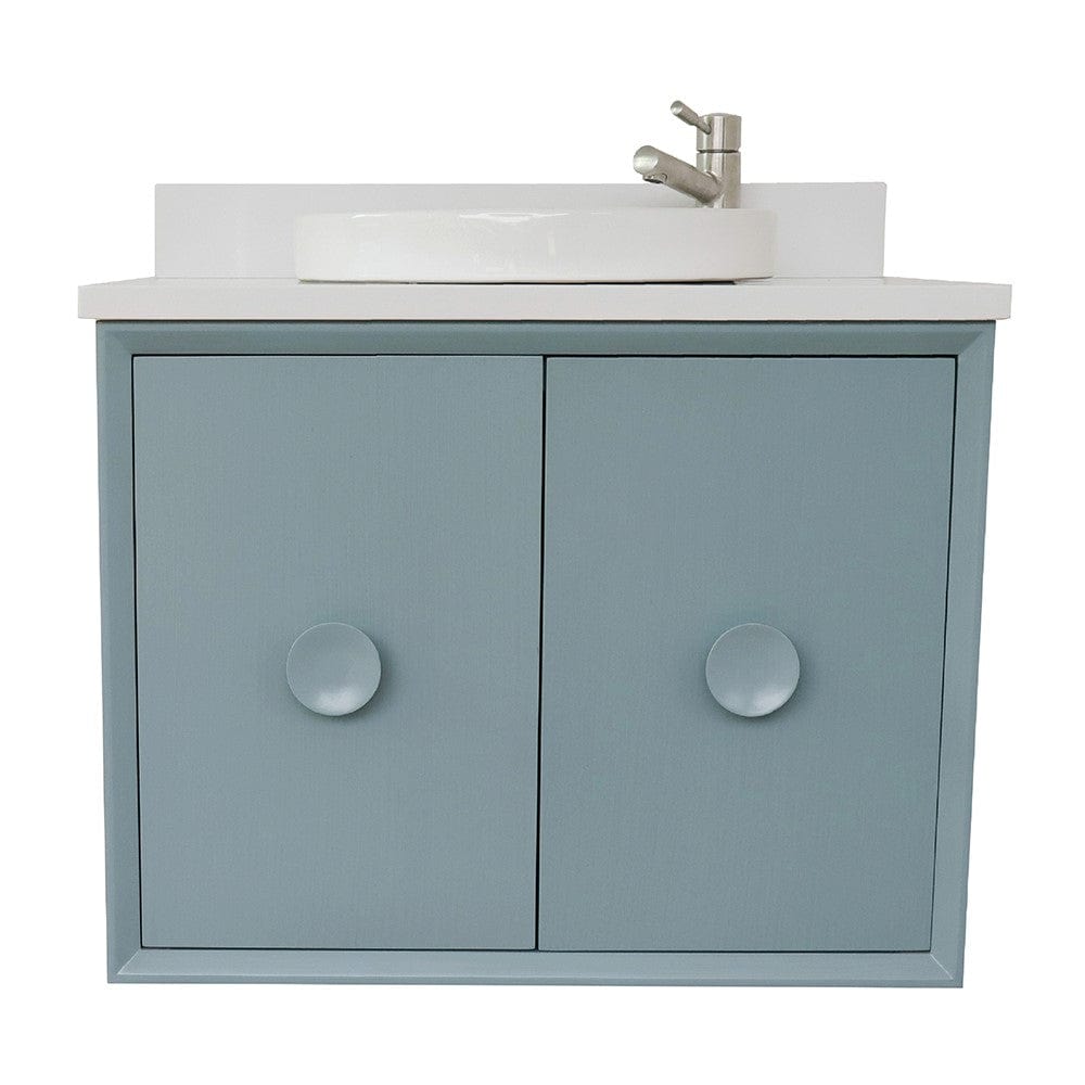 Bellaterra 31" Single Wall Mount Vanity in Aqua Blue Finish