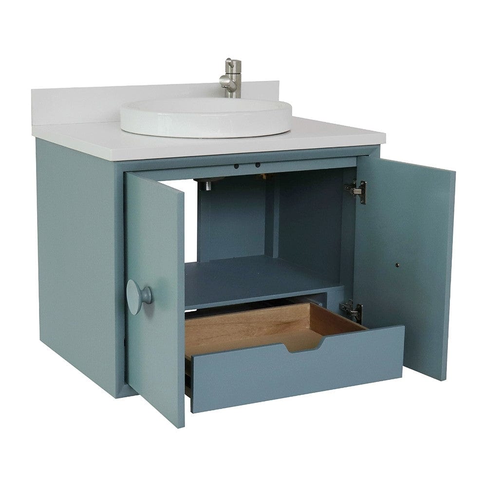 Bellaterra 31" Single Wall Mount Vanity in Aqua Blue Finish