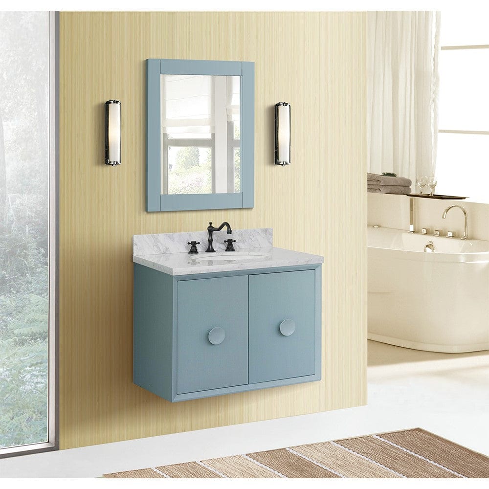 Bellaterra 31" Single Wall Mount Vanity in Aqua Blue Finish