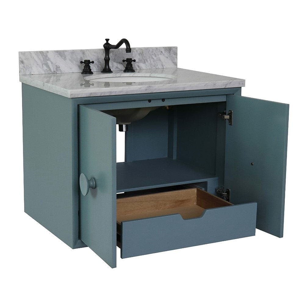 Bellaterra 31" Single Wall Mount Vanity in Aqua Blue Finish