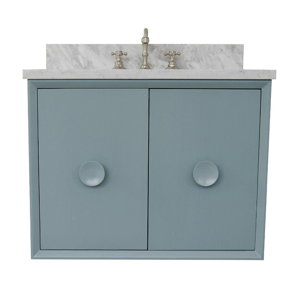 Bellaterra 31" Single Wall Mount Vanity in Aqua Blue Finish