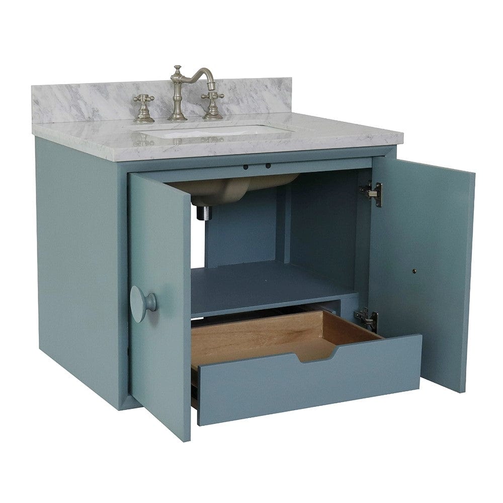 Bellaterra 31" Single Wall Mount Vanity in Aqua Blue Finish