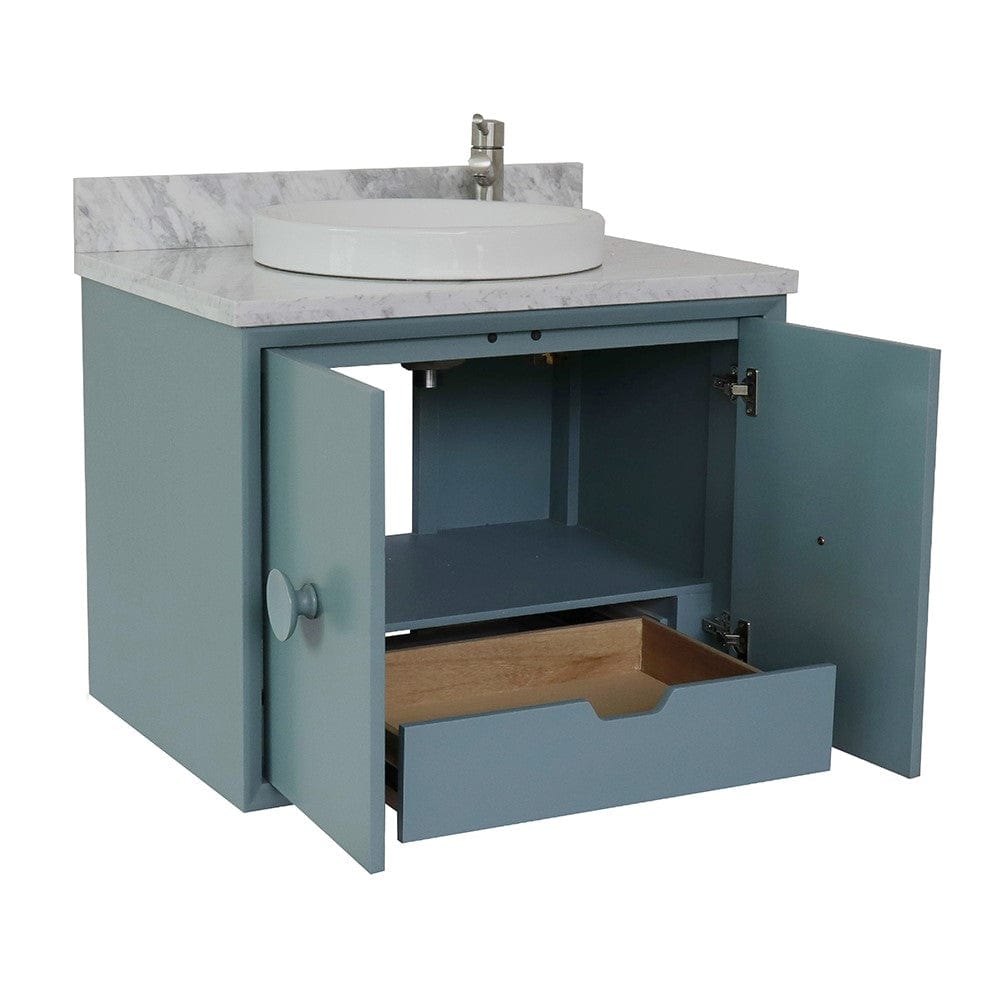 Bellaterra 31" Single Wall Mount Vanity in Aqua Blue Finish