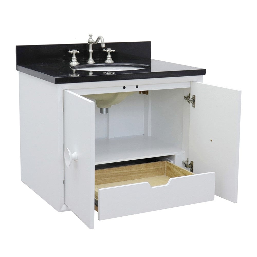 Bellaterra 31" Single Wall Mount Vanity in White Finish