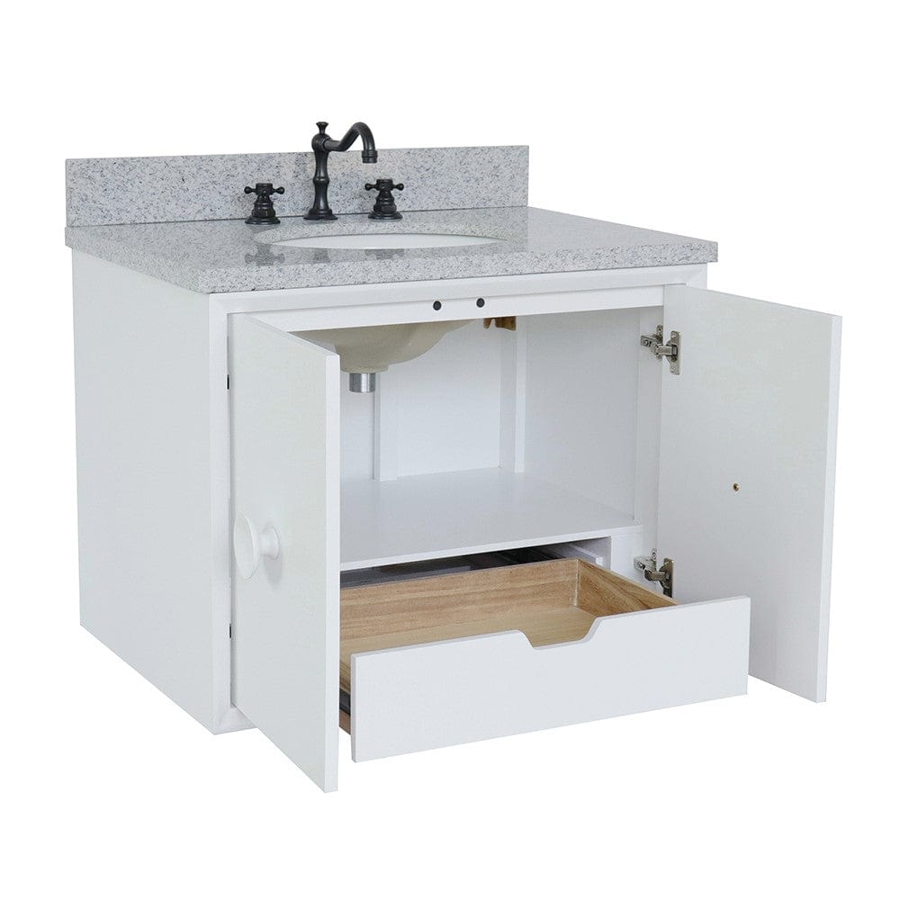 Bellaterra 31" Single Wall Mount Vanity in White Finish