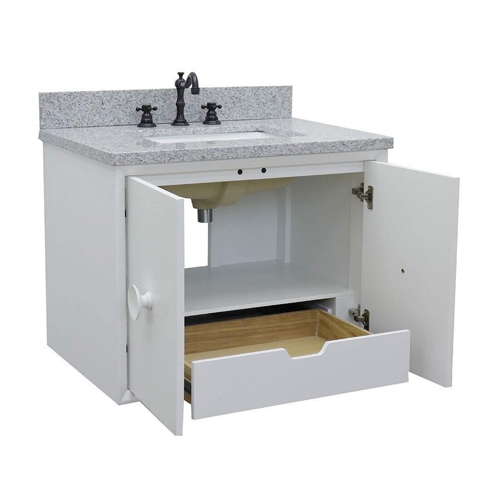 Bellaterra 31" Single Wall Mount Vanity in White Finish