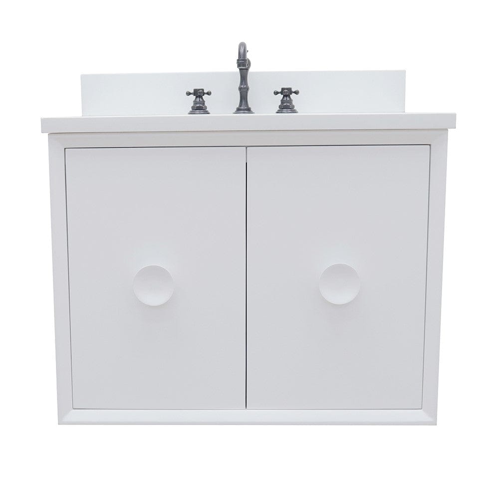 Bellaterra 31" Single Wall Mount Vanity in White Finish