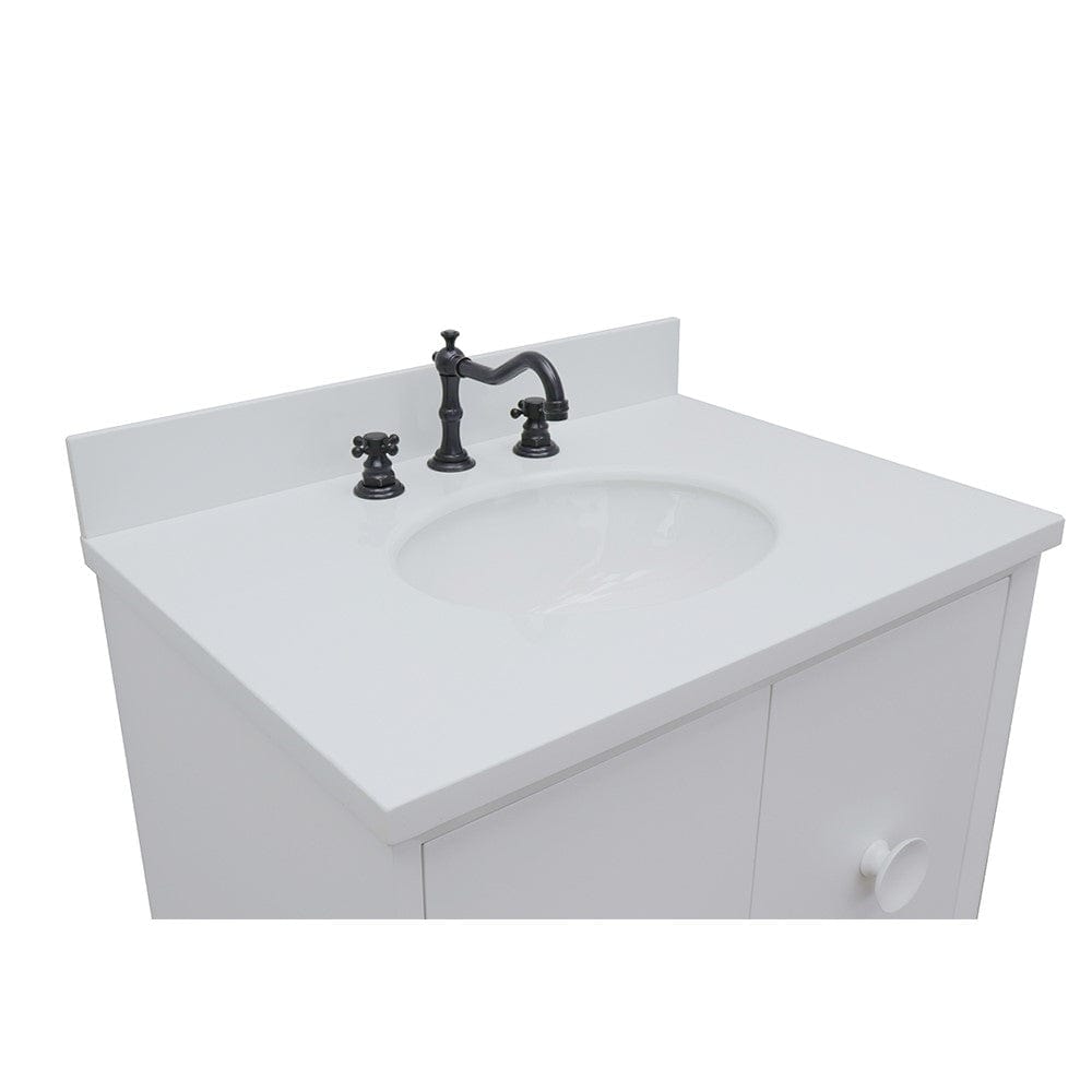 Bellaterra 31" Single Wall Mount Vanity in White Finish