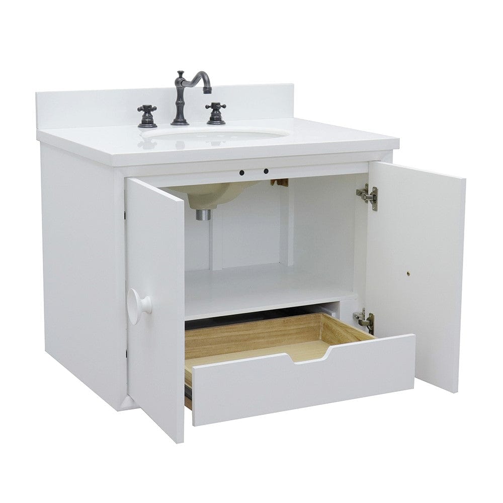 Bellaterra 31" Single Wall Mount Vanity in White Finish