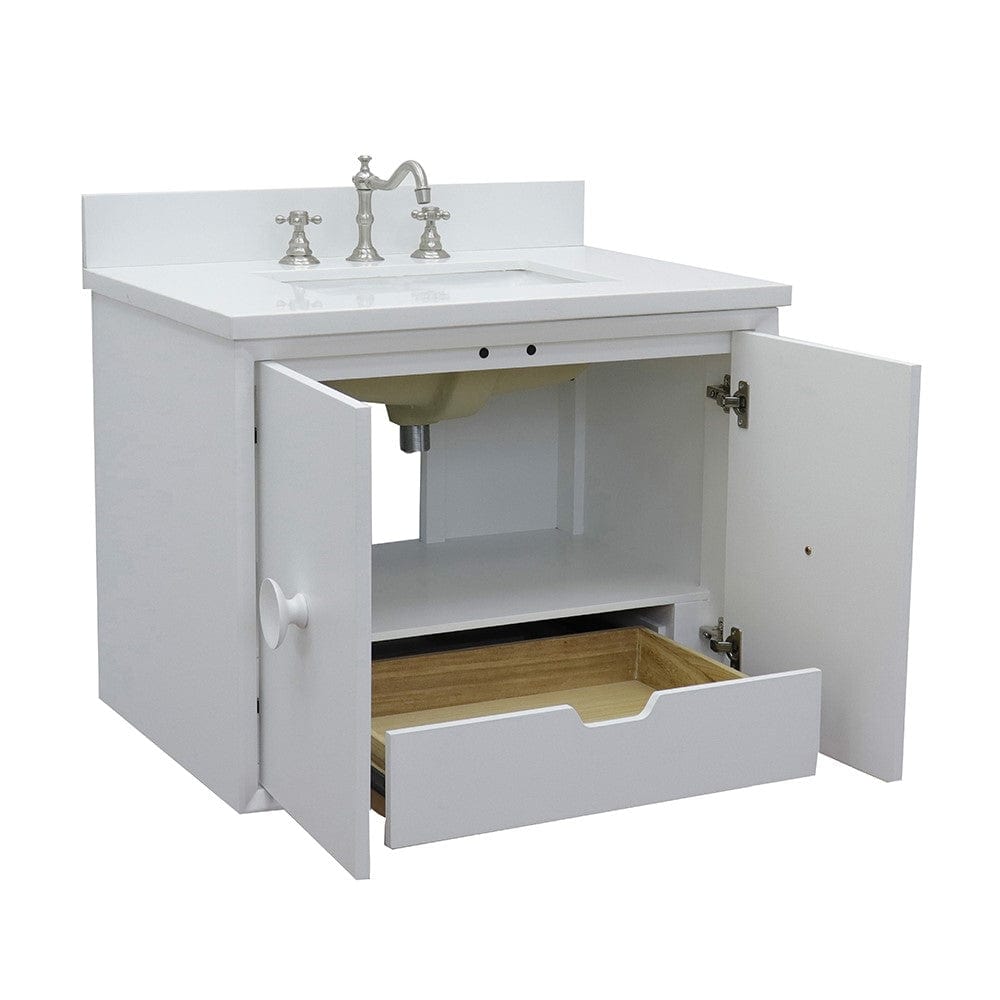 Bellaterra 31" Single Wall Mount Vanity in White Finish