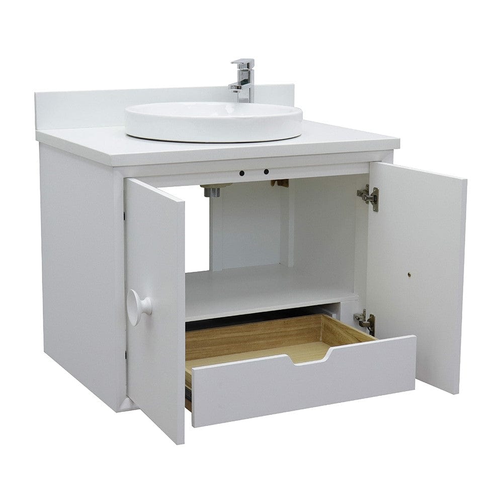 Bellaterra 31" Single Wall Mount Vanity in White Finish