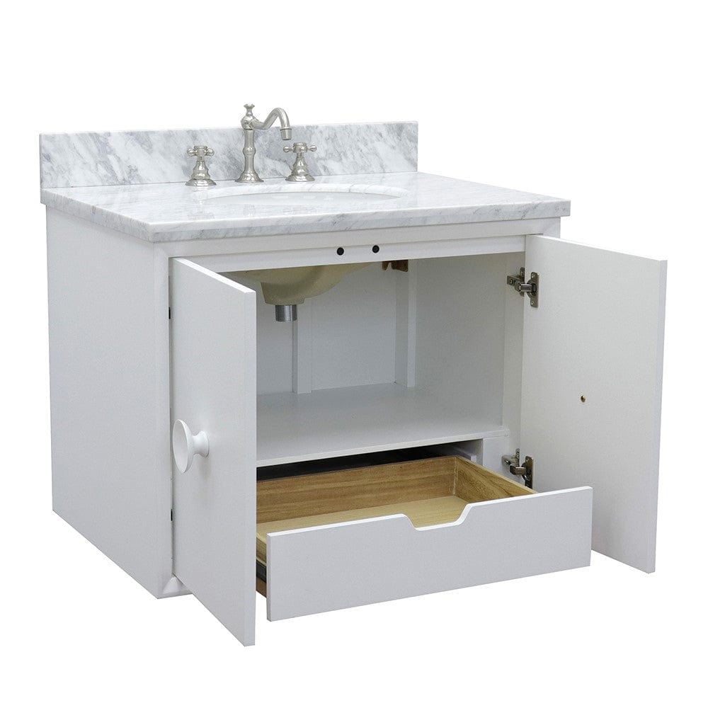 Bellaterra 31" Single Wall Mount Vanity in White Finish