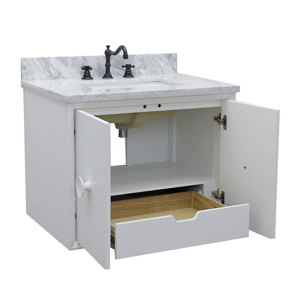 Bellaterra 31" Single Wall Mount Vanity in White Finish