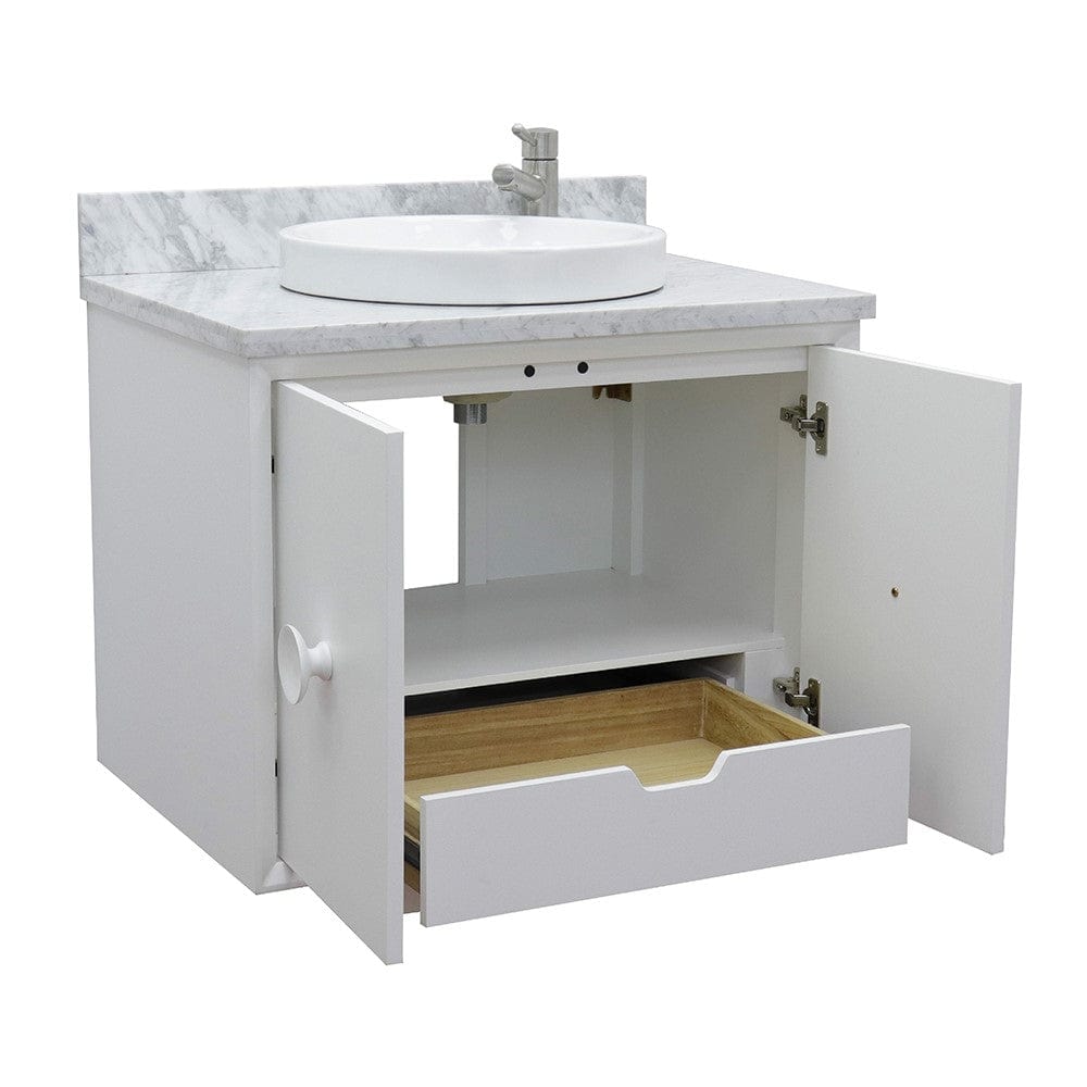 Bellaterra 31" Single Wall Mount Vanity in White Finish