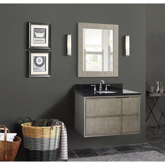 Bellaterra 37" Single Wall Mount Vanity in Linen Brown Finish