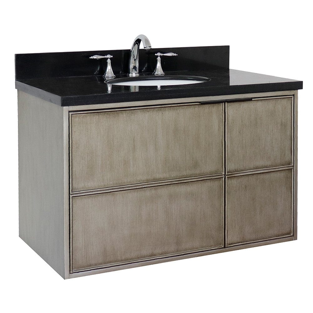 Bellaterra 37" Single Wall Mount Vanity in Linen Brown Finish