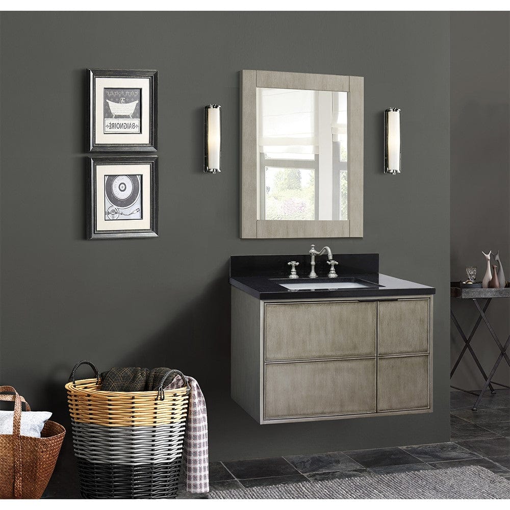 Bellaterra 37" Single Wall Mount Vanity in Linen Brown Finish