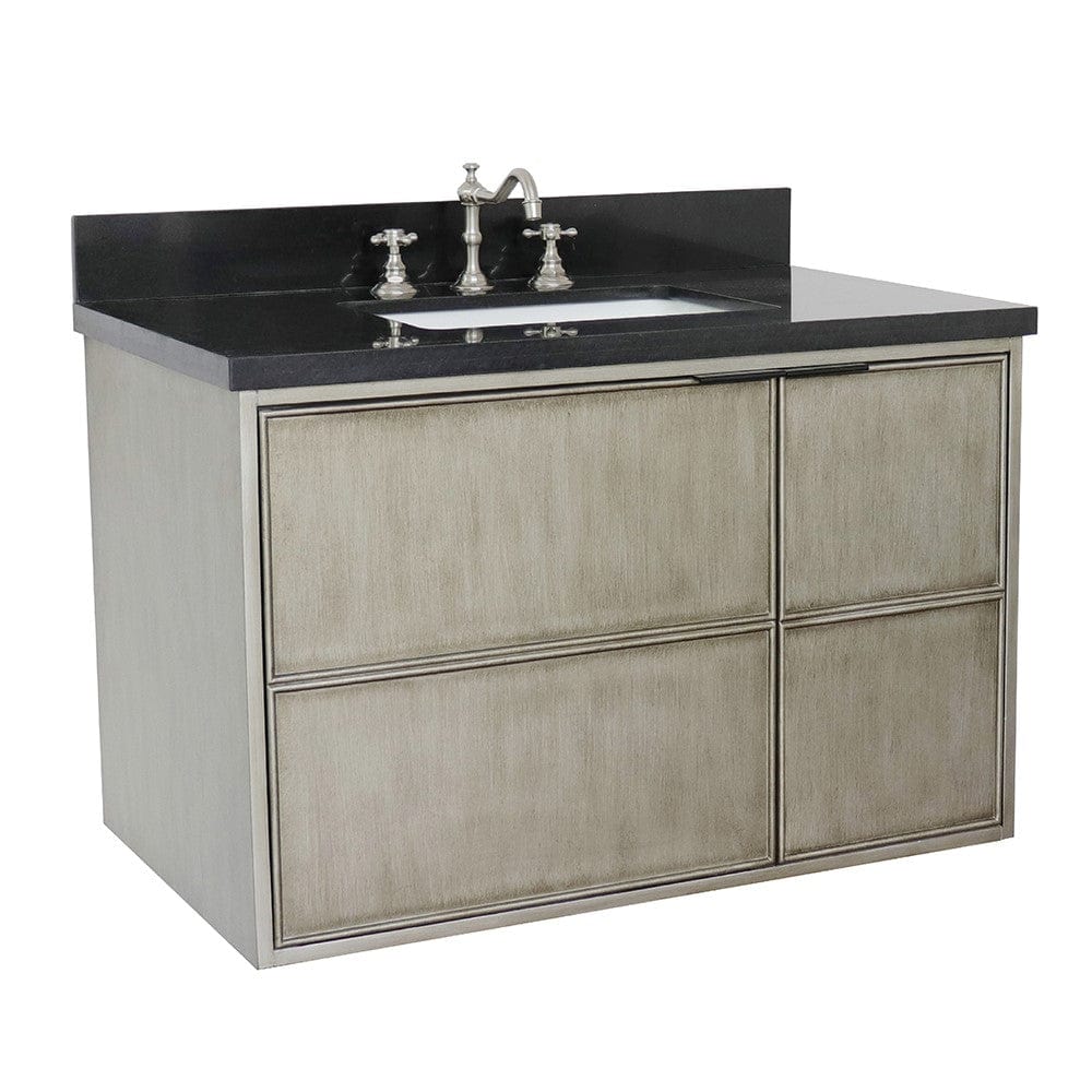 Bellaterra 37" Single Wall Mount Vanity in Linen Brown Finish