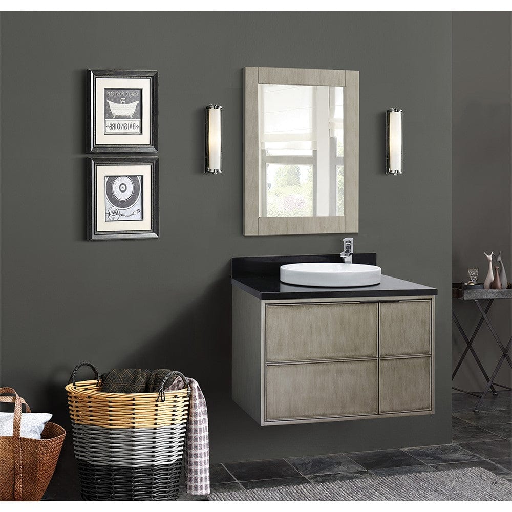 Bellaterra 37" Single Wall Mount Vanity in Linen Brown Finish