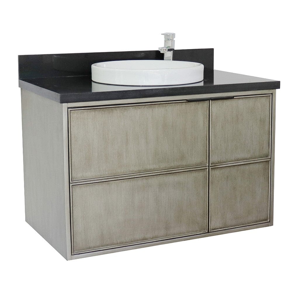 Bellaterra 37" Single Wall Mount Vanity in Linen Brown Finish