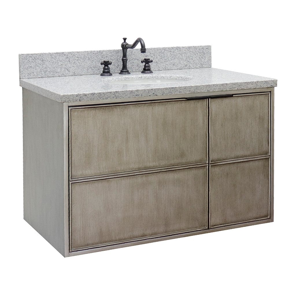 Bellaterra 37" Single Wall Mount Vanity in Linen Brown Finish