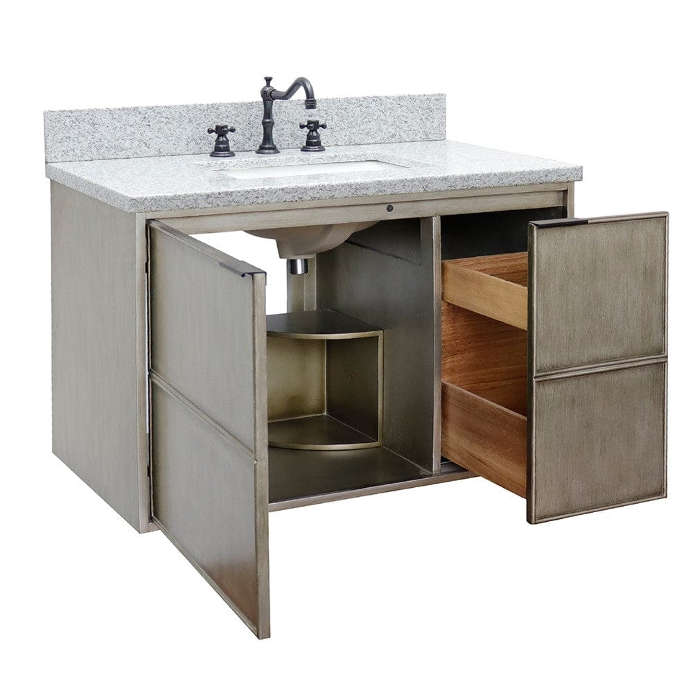 Bellaterra 37" Single Wall Mount Vanity in Linen Brown Finish